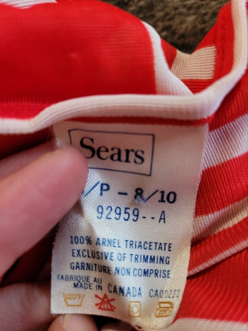 Sears Vintage Retro Red and White Striped Long Wrap Dress/Robe - Size S - Picture 5 of 6